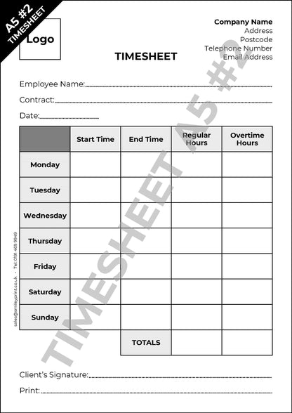 Timesheet Templates - Order Online