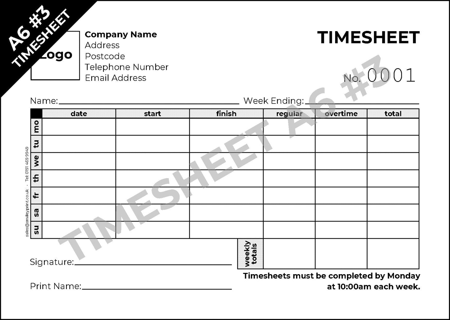 Timesheet Templates - Order Online