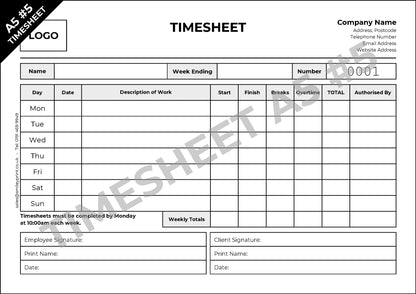 Timesheet Templates - Order Online